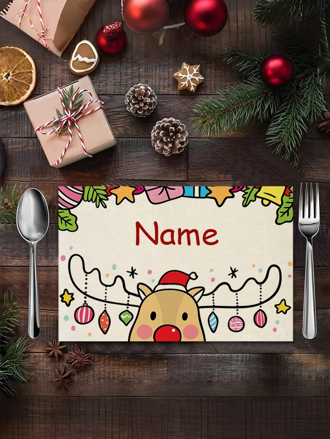 Personalized Christmas Reindeer Placemats